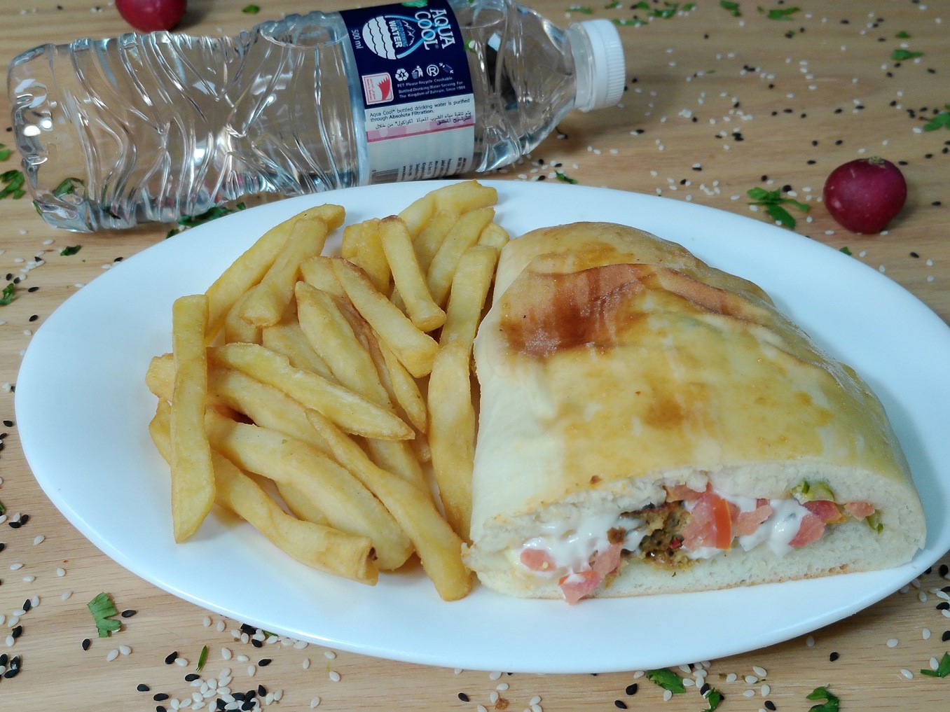 CHICKEN CHEESE  KABAB PASTRY+FRIES+WATER (MAX 20 MINS)