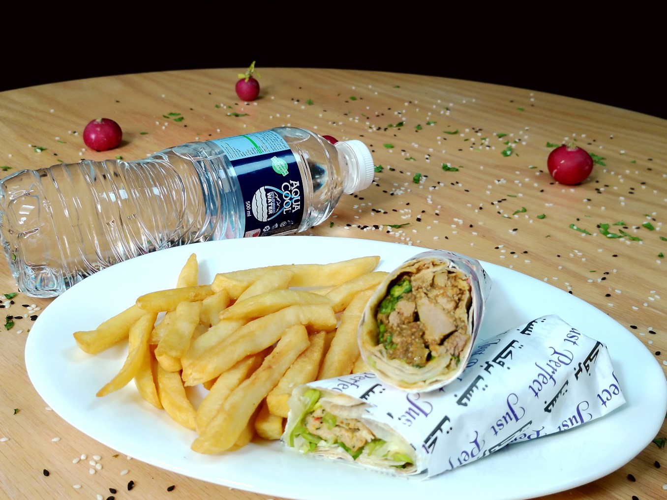 CHICKEN LIVER AND CHICKEN KABAB+FRIES+WATER
