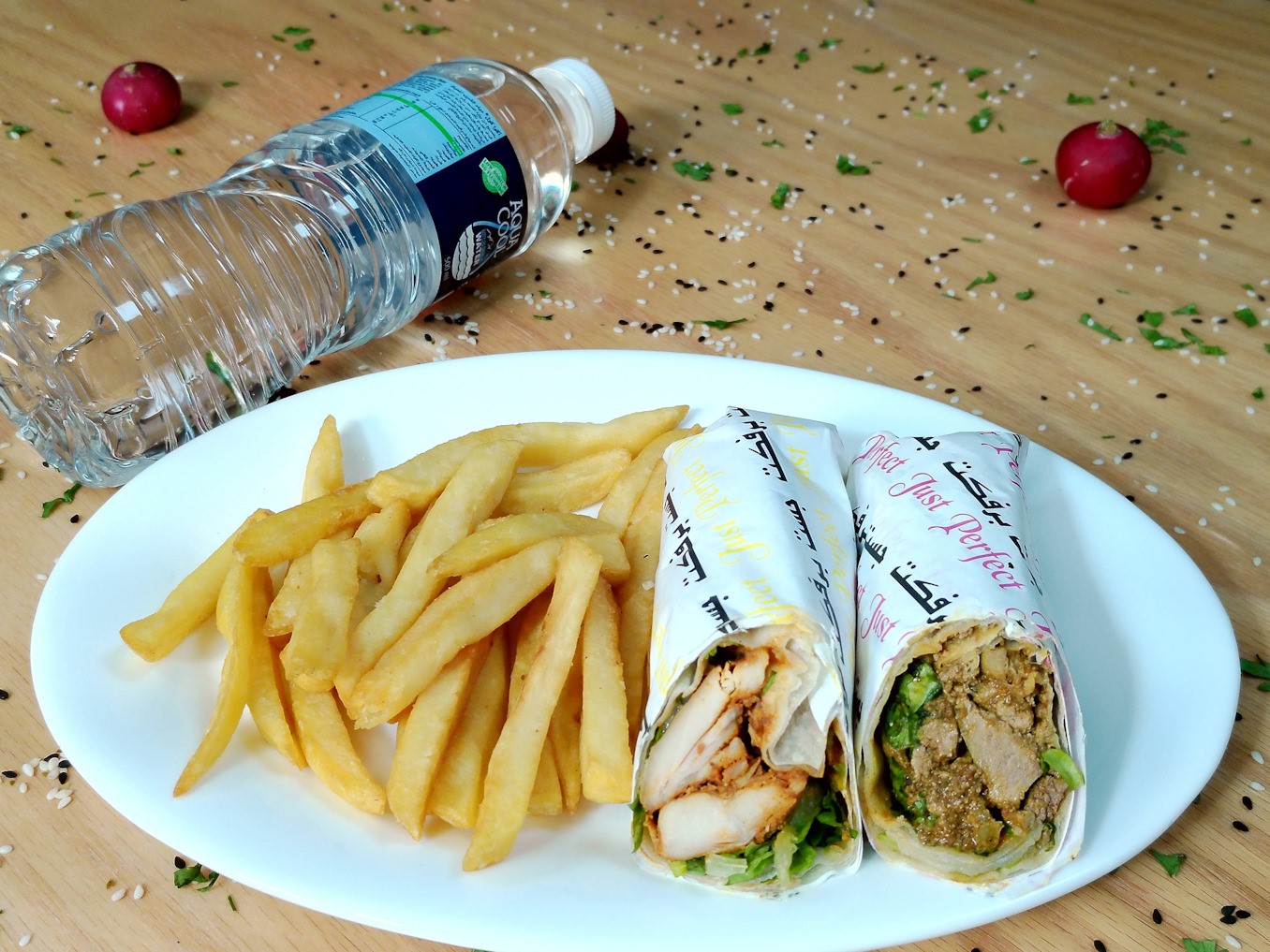 SHEESH TAWOOQ AND CHICKEN LIVER+FRIES+WATER
