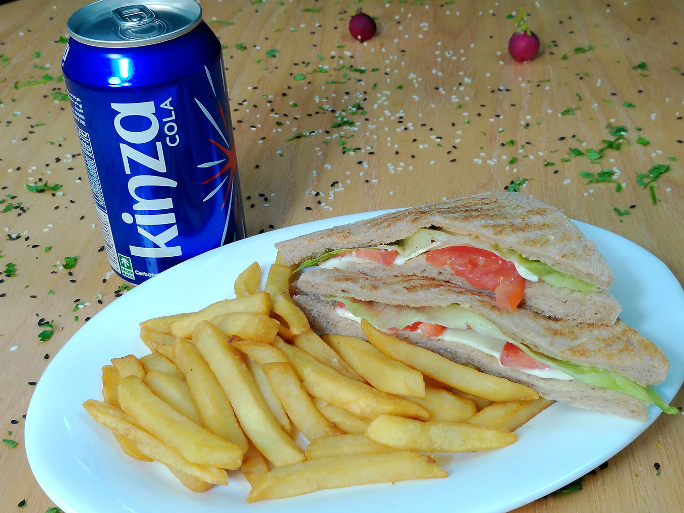 CHEESE TOMATO BROWN BREAD+FRIES+KINZA