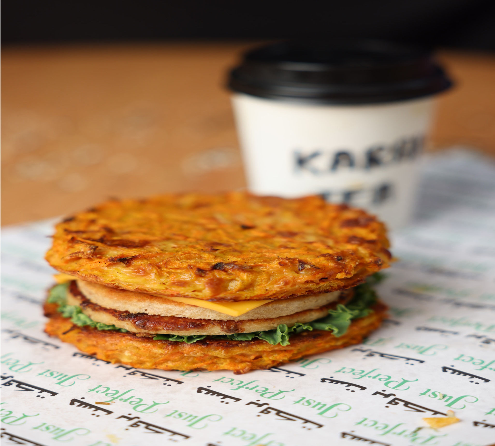 CARROT CHICKEN BURGER+KARAK (MAX 30 MINS)