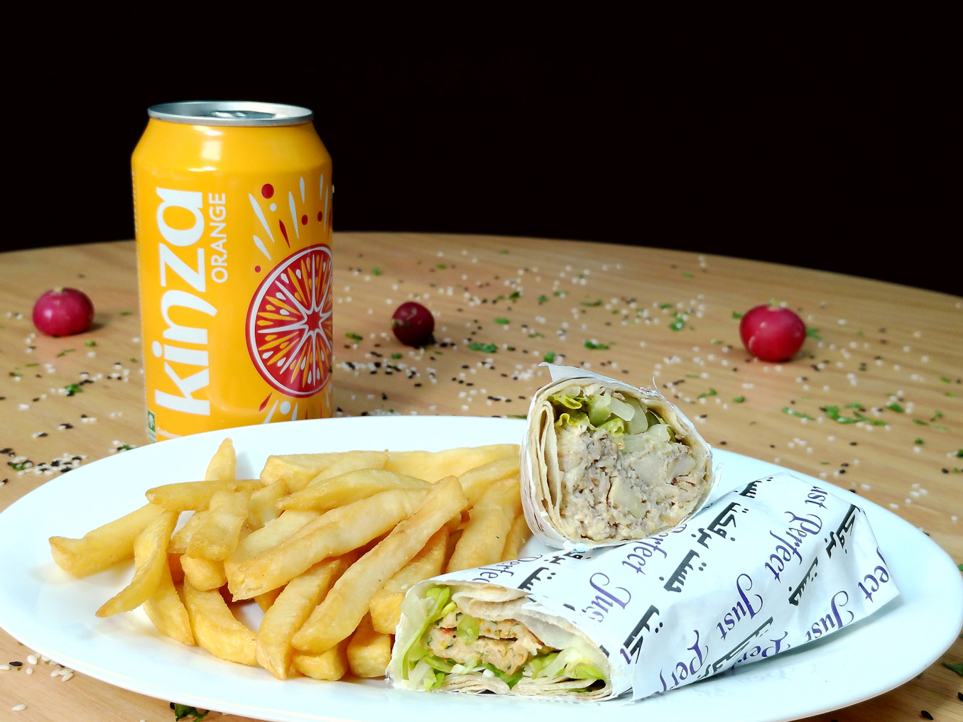 SHAWARMA AND CHICKEN KEBAB+FRIES+KINZA